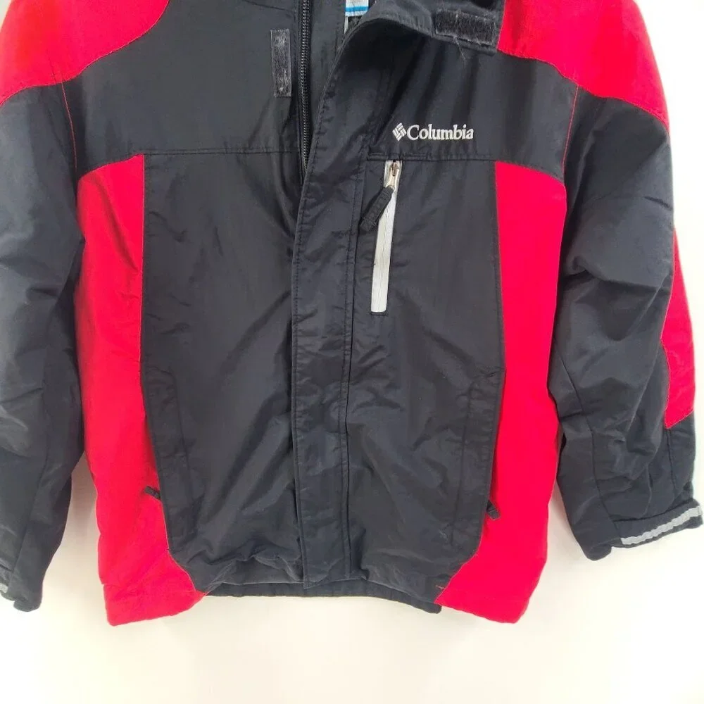 Columbia Kid's Interchange Bugaboo Omnitech Youth Jacket Red Gray Waterproof Siz